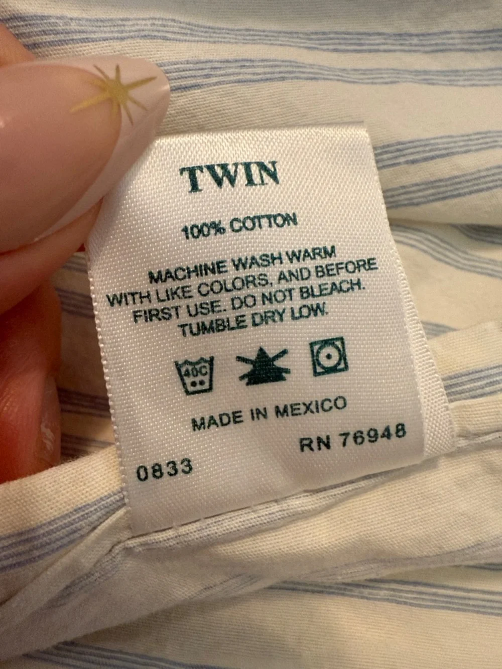 Vintage Laura Ashley Lifestyle Twin Flat Sheet Floral Blue Stripe 100% Cotton